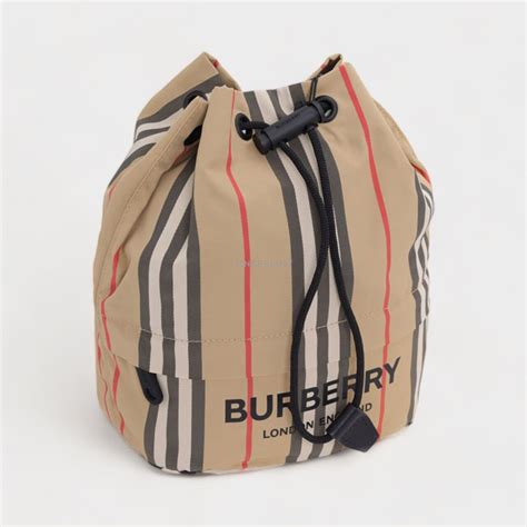 Burberry lcon Stripe Econyl Drawcord Pouch Drawstring Black 